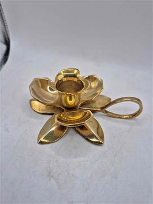 Vintage brass lotus flower candle holder