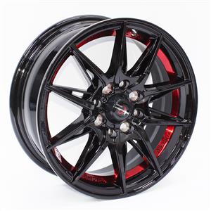 14″ Racing Hart Aiden 4/100 & 4/108 Gloss Black with Red Undercut Alloy Wheels