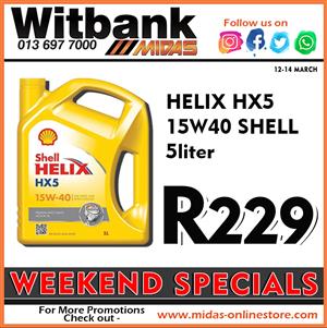 Shell Helix HX5 15W40 5L Motor Oil ONLY