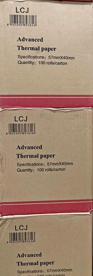 Credit Card Rolls - 57mm by 40mm - R185 a box of 100 Rolls