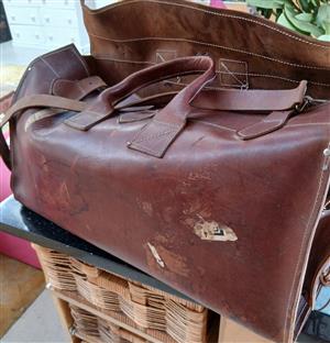 Vintage leather European travel bag