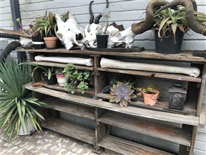 5 shelved wooden outdoor plant stacker     