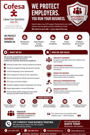 COFESA Labour Law Specialists – Protecting South African Employers Since 1990