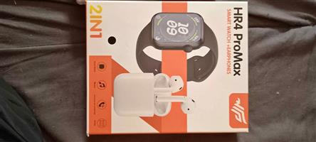 HR4 ProMax 2-in-1 Smart Watch + Earphones,voice assistant feature and bluethooth dialing
