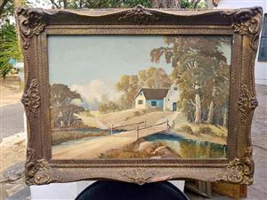Antique south African landscape painting.