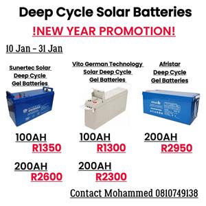 Brand New Solar Gel Deep Cycle Batteries
