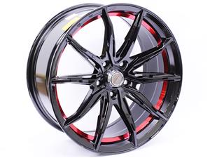 18″ A-Line VF1 5×112 Black Machine Face with Red Undercut Alloy Wheels
