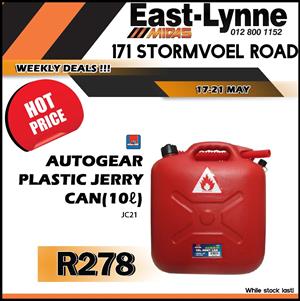 AutoGear Plastic Jerry Can 10L ONLY R278 at East-Lynne MIDAS!