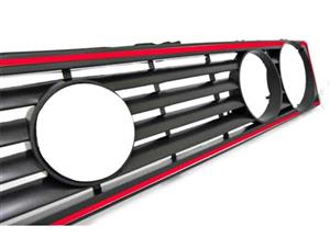 VW Golf Grille with Red Trim, sliver black Double Light Hole 