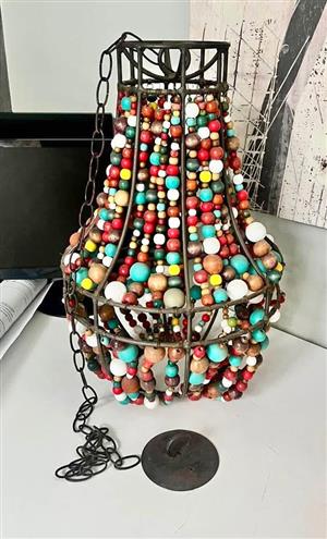 Wooden beaded chandelier