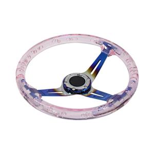 GripForge Resin Gel Design Concave Sports Steering Wheel - 14″ (pink)