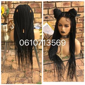 Glueless lace front braided wig with soft baby hair