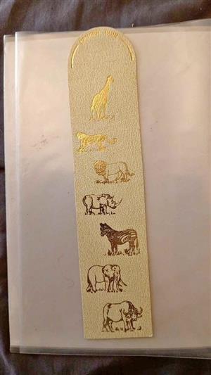 Vintage kruger national park big 5 book mark bonded leather