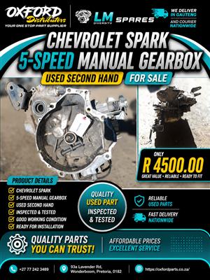 Chevy Spark 5-Speed Gearbox Second Hand for sale