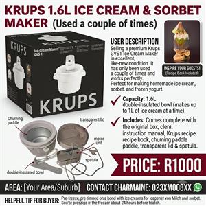 Krups 1.6L Ice Cream & Sorbet Maker