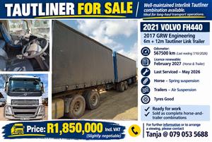 2021 VOLVO FH440 + 2017 GRW ENGINEERING TAUTLINER LINK TRAILERS