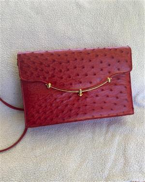 2. Vintage Corbeau Genuine Ostrich leather handbag