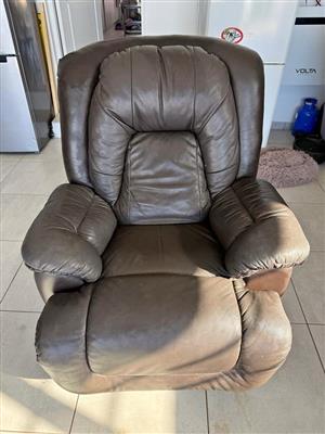 Brown Leather Recliner Armchair