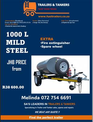 1000L Mild Steel Fuel Mobile Tank Trailer