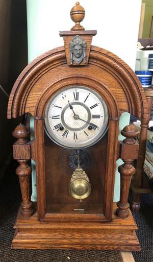 Antique Ansonia king Oak Mantle Clock