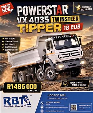 NEW POWERSTAR VX 4035 TWINSTEER 18CUB TIPPER