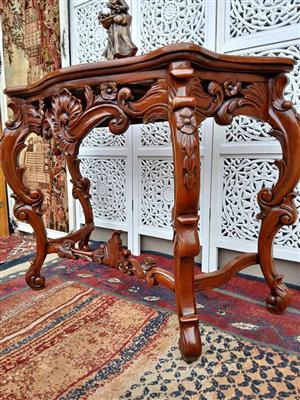 Ornate Carved Wooden Console Table