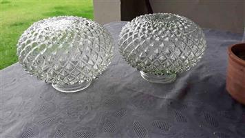 2 x Vintage clear glass globe shade.  Diamond-point pattern. R440 both