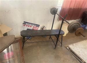 Bench Press Set with Barbell & Weights