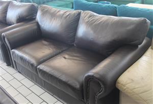 Brown leather 2 piece lounge suite S048776A #Rosettenvillepawnshop
