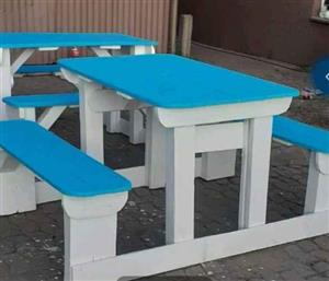 Sturdy and strong wooden benches with tables delivered to you