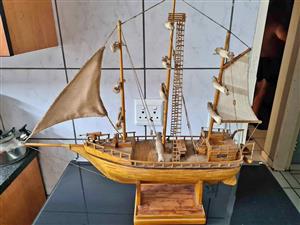 Handcrafted model 15th century wooden ship