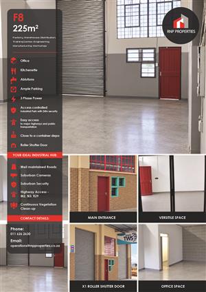 F8 - 225m² Warehouse Distribution Space To Let