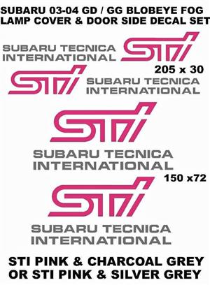 Subaru Blobeye STI fog lamp cover and side stickers decals