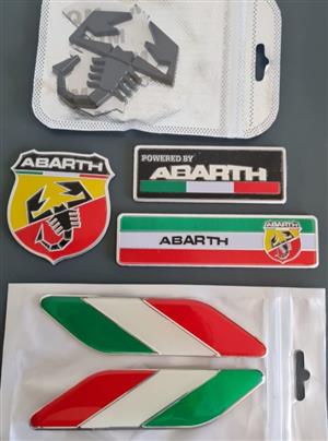 Fiat Arbarth badges emblems wheel centre caps