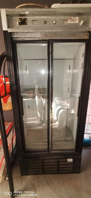 Double door glass fridge