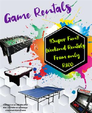 Foosball, Air Hockey and Table Tennis tables hire!! PARTY RENTALS!! 