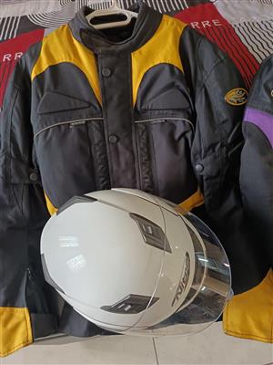 Bikers jacket and helmet
