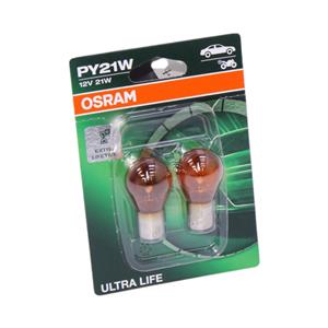 Osram Py21 Amber Single Contact Bulbs (pair)