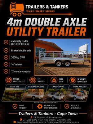 4m Double Axle Utility Trailer