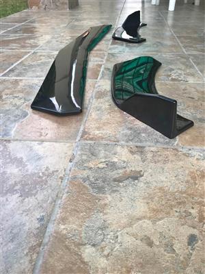 3 piece  gloss black plastic front spoiler