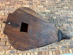 Antique large wood & leather fire bellow
