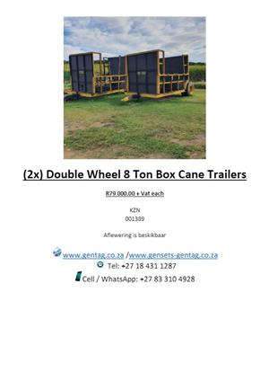 (2x) Double Wheel 8 Ton Box Cane Trailers