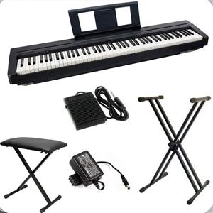 Yamaha P45 88 key digital piano with stand and stool plus sustain pedal. 