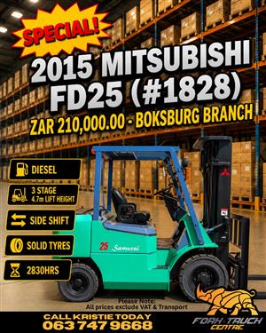 2015 Mitsubishi FD25 Diesel Forklift (1828)