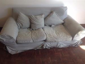 Couch 2 Seater Large Relaxer Grey Removable Covers