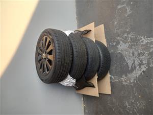 16inch Rims 4/100 pcd+Tires like new 195/55R/16