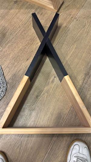 2 x Triangle wooden shelves for room . Size 54 length, 21 high . Good condition. Seapoint