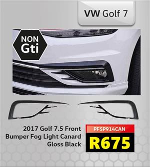 Golf 7.5 Front Bumper Fog Lamp Canard - Gloss Black 