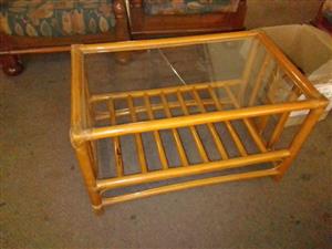 Coffee table bamboo with crockery