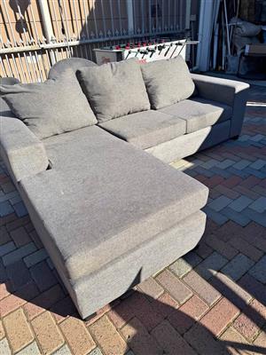 L- shape fabric  Grey sofa set with loose cushions